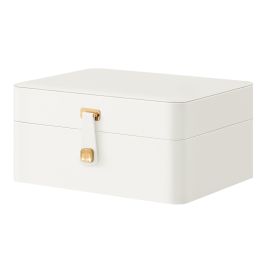 BITAKE 2 Layer Jewellery Storage Case with Mirror - White