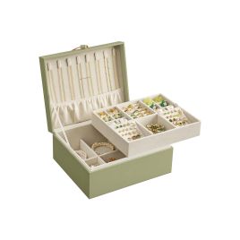 Jewellery Box - ARCVA 2-Layer Organizer with Handle and Removable Tray - Laurel Green