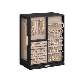 Jewellery Box - SOLNZA Spin Rotating Organizer Box with Compartments - Black