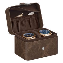 BRGYBO Travel Watch Case with 2 Slots - Brown