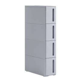BRXYFY Narrow Storage Trolley with 4 Drawers - Grey
