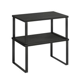 Cupboard Shelf Organizer - LUSLIA Set of 2 Shelf Organizer Ebony Black