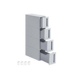 Storage Tower - FIONOS Plastic on Wheels with 4 Level - Grey