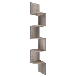 CEROLU 5 Tier Floating Corner Bookcase - Greige