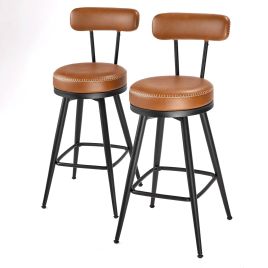 FOXDENN Mid Century Counter Height Swivel Bar Stool Set of 2 - Brown