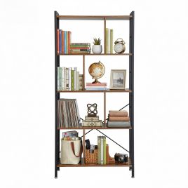 FERNHOLLOW 5 Tier Bookshelf and Storage Shelf - Medium Oak and Black