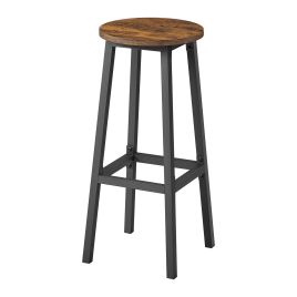 CLKUXE Set of 2 Bar Stools with Footrest - Brown and Black