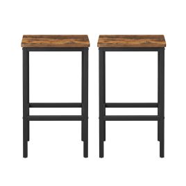 CLXADA Set of 2 Industrial Bar Stools - Rustic Brown and Black