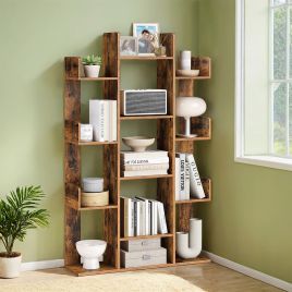 Bookshelf - VERRA 13 Storage Shelves Bookshelf - Brown