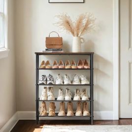 VERRA Shoe Rack - 5 Tier Storage Medium Sized Rack - Black