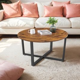 Coffee Table - VERRA Round Industrial Style Black Brown - Black Brown