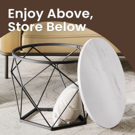 Coffee Tables - VERRA Round Set of 2 Side Tables Modern Style - White