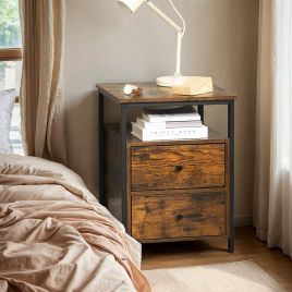Side Table - VERRA Bedside Table 45 x 45 x 60 cm - Brown