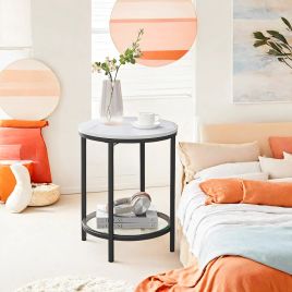 DEPURA 2 Tier Bedside Table - White and Black