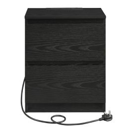 DOCIVI Bedside Table with Charging Station - Black