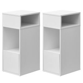 DOVYPU Set of 2 Bedside Tables - Snow White