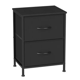 EAFAMA Bedside Chest with 2 Fabric Drawers - Black