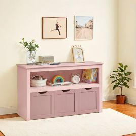 Toy Storage Cabinet - VERRA Kids Storage 3 Drawer with Wheels - Pink