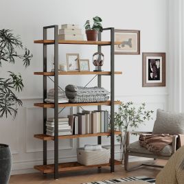 Bookshelf - VERRA 5 Tier Standing Storage Rack - Brown