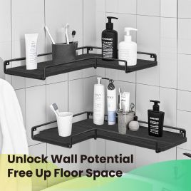 Floating Shelves - VERRA L-Shaped Corner Shelves - Set of 2 Charcoal Grey