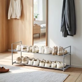 VERRA Shoe Rack - 2 Tier Stackable Medium Sized Rack - Grey