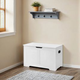 Storage Chest - VERRA Trunk Bench Style with 2 Safety Hinges 80cm - White