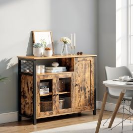 Sideboard - VERRA Storage Cabinet Buffet Table - 3 Door with Storage - Brown
