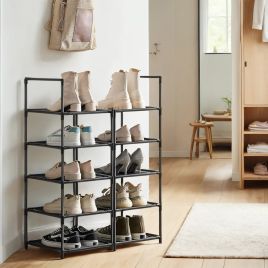 VERRA Shoe Rack - 9 Tier Shelf Storage Tall Large Sized Rack - Black