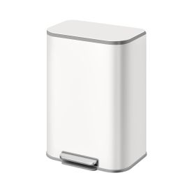 MERRIBROOK Kitchen Rubbish Bin with Soft Close Lid and Steel Pedal - White