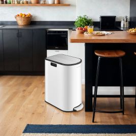 Kitchen Bin - VERRA Double Pedal Bin with Wing Lid - White