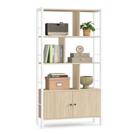 CERUNU 4 Shelf Bookcase - Natural Beige and Cloud White