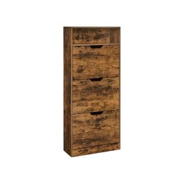 4-Tier Shoe Cabinet with Removable Divider Rustic Brown