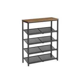 AVOSO Shoe Rack - 5 Tier Storage Medium Sized Rack - Honey Brown