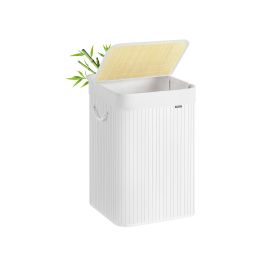 Laundry Basket - LUMNIA 95L Foldable with Washable Liner - White