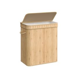 100L Laundry Hamper with Lid and Handles Natural