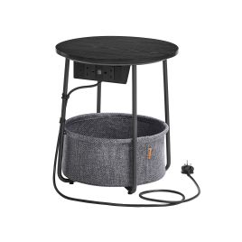 Side Table - SERDA Round Table Ebony Black Slate Grey