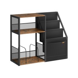 Side Table - SERDA Record Player Stand Vinyl Storage 3 Tier - Ash Brown