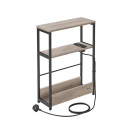 Side Table - VIVNIA 3 Tier Slim Table Natural Black