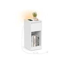 Side Table - VERVAS Record Player Stand Vinyl Storage 3 Tier - Snow White