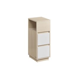 Bedside Table - VERVAS Slim 2 Drawer Storage Table - Beige