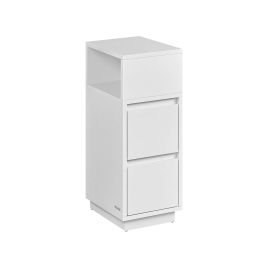 Bedside Table - VERVAS Slim 2 Drawer Storage Table - White