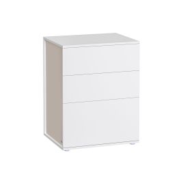 Bedside Table - VERRO Toolless Assembly Matte White and Cappuccino Beige - White