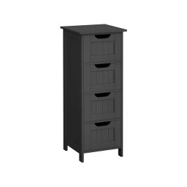 Bathroom Cabinet - MONDA Floor Storage with 4 Drawers 30 x 30 x 82 cm - Black