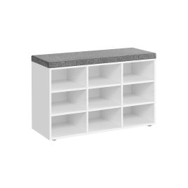 Storage Bench with Padded Seat and 9 Compartments White