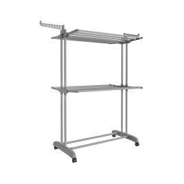 Clothes Airer - LUSTA Large 3 Tier Moveable Clothes Horse with Wheels - Dove Grey