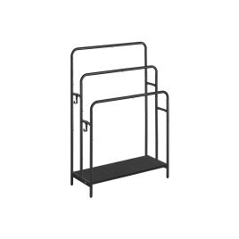 Towel Rack - NOVVAS 3-Bar Rack with 2 Hooks - Ebony Black