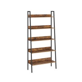 Ladder Shelf - ASTON 5 Tier Rustic Brown and Black