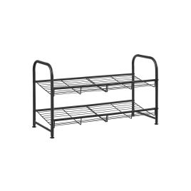 VIVNZA Shoe Rack - 2 Tier Stackable Storage Medium Sized Rack - Black