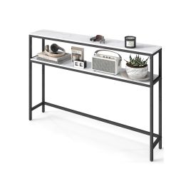 Console Table - ASTRO 2 Tier Hallway Table - Marble White and Black
