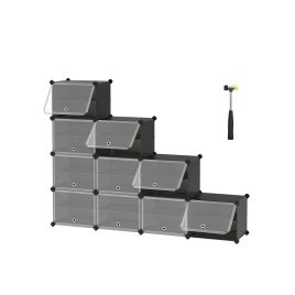 10-Slot Modular Storage Organiser Unit Black